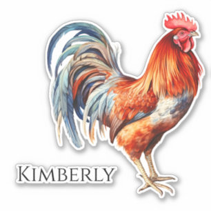 Aangepaste Waterverf Rooster Sticker