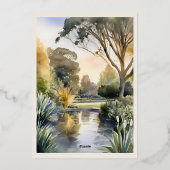 Aangepaste waterverf Royal Botanic Gardens Folie Uitnodiging (Achterkant)