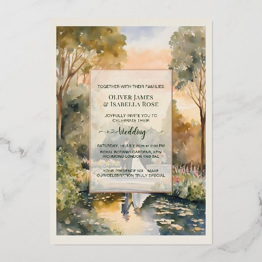 Aangepaste Waterverf Royal Botanic Gardens Folie Uitnodiging (Voorkant)