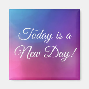 Aangepaste Waterverf roze/blauw nieuwe dag inspire Magneet