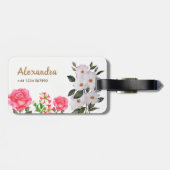 Aangepaste Waterverf roze bloemen Bagagelabel (Achterkant horizontaal)