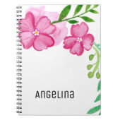 Aangepaste Waterverf roze bloemen Notitieboek (Voorkant)