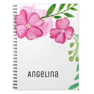 Aangepaste Waterverf roze bloemen Notitieboek
