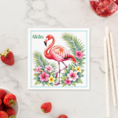 Aangepaste waterverf roze flamingo bloemendecorati servet (Insitu)