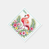 Aangepaste waterverf roze flamingo bloemendecorati servet (Hoek)