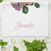 Aangepaste Waterverf roze rode rozen, speciaal aan Theedoek (Gevouwen)