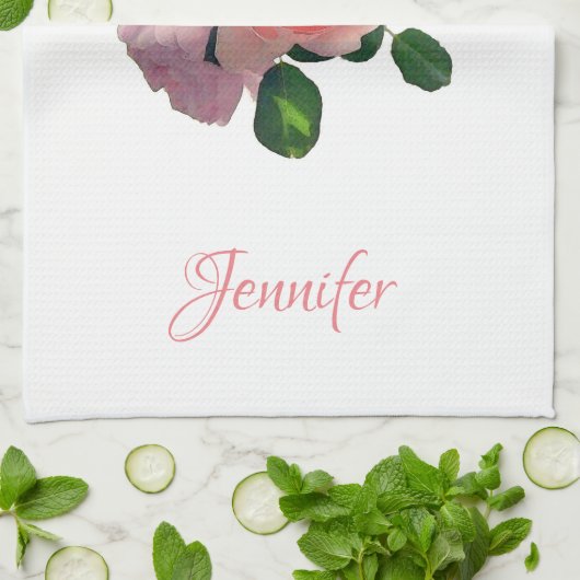 Aangepaste Waterverf roze rode rozen, speciaal aan Theedoek (Gevouwen)