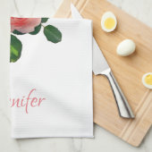 Aangepaste Waterverf roze rode rozen, speciaal aan Theedoek (Quarter Fold)