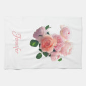 Aangepaste Waterverf roze rode rozen, speciaal aan Theedoek (Horizontaal)