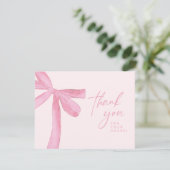 Aangepaste waterverf roze strik zakelijk Handlette Bedankkaart (Staand voorkant)