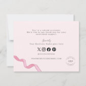 Aangepaste waterverf roze strik zakelijk Handlette Bedankkaart (Achterkant)