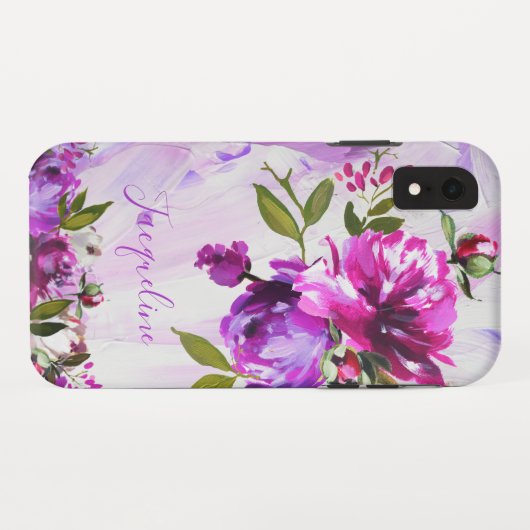 Aangepaste Waterverf Roze Typografie Floral Case-Mate iPhone Case (Achterkant (horizontaal))