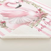 Aangepaste Waterverf Roze Zwan Naam Baby Sherpa Deken (3/4)