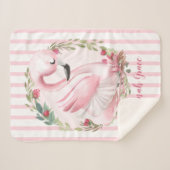 Aangepaste Waterverf Roze Zwan Naam Baby Sherpa Deken (Voorkant (horizontaal))