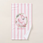 Aangepaste Waterverf Roze Zwannaam Bad Handdoek (Handdoek)