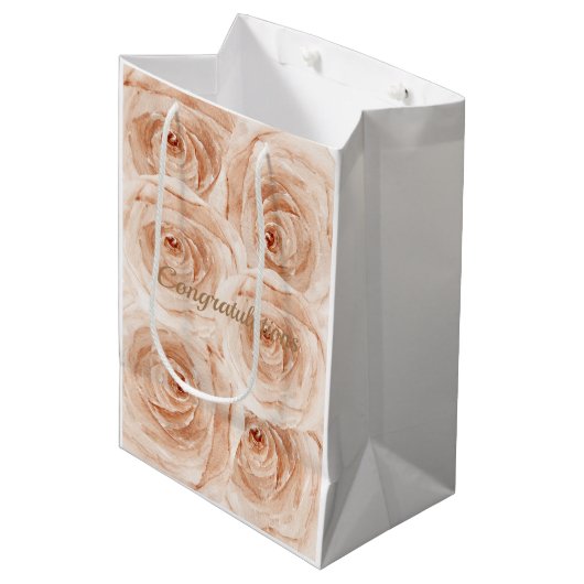 Aangepaste waterverf rozen florale felicitaties medium cadeauzakje (Voorkant Gekanteld)