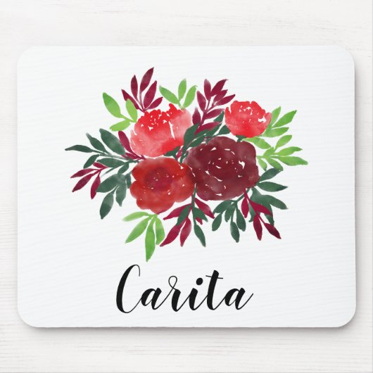 Aangepaste Waterverf Rozen Mousepad Muismat (Voorkant)