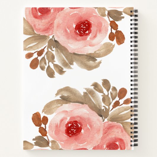 Aangepaste Waterverf Rozen ontvangen Notitieboek (Achterkant)