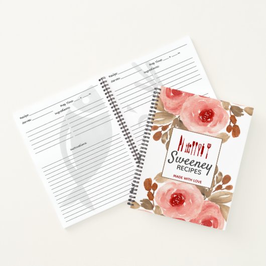 Aangepaste Waterverf Rozen ontvangen Notitieboek (Binnen)