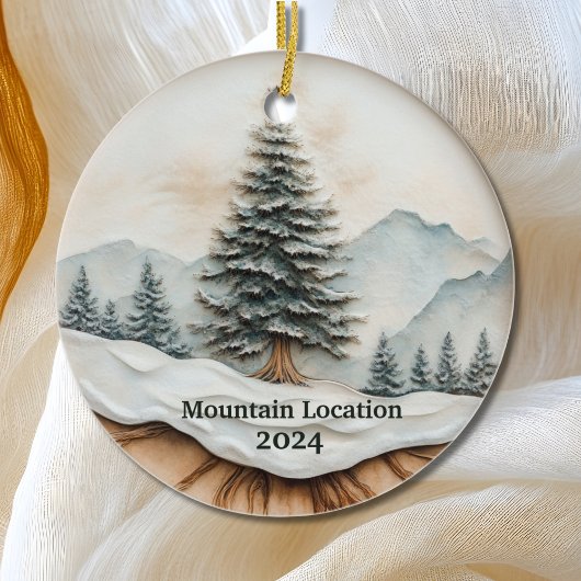 Aangepaste Waterverf Rustic Mountain Keramisch Ornament