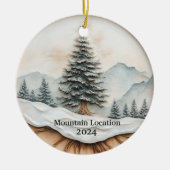 Aangepaste Waterverf Rustic Mountain Keramisch Ornament (Voorkant)