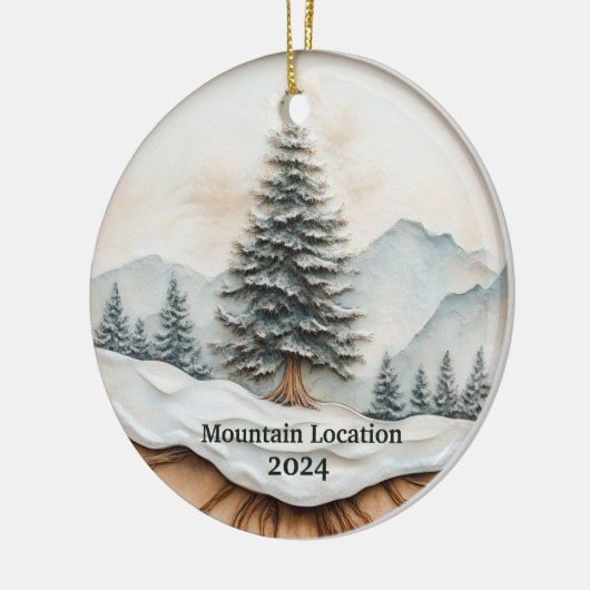 Aangepaste Waterverf Rustic Mountain Keramisch Ornament (Links)