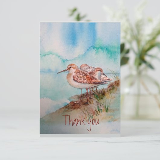 Aangepaste Waterverf Sandpiper Shore Beach Bird Ar Bedankkaart (Staand voorkant)