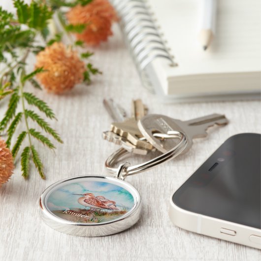 Aangepaste Waterverf Sandpiper Shore Beach Bird Ar Sleutelhanger (Zijkant)