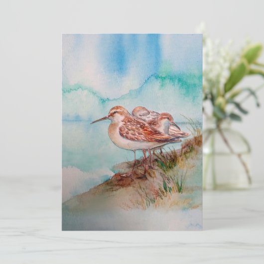 Aangepaste Waterverf Sandpipers Beach Bird Art Kaart (Staand voorkant)
