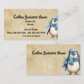 Aangepaste Waterverf Schattigee Penguin Winter Fre Visitekaartje (Voorkant / Achterkant)