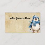 Aangepaste Waterverf Schattigee Penguin Winter Fre Visitekaartje (Achterkant)