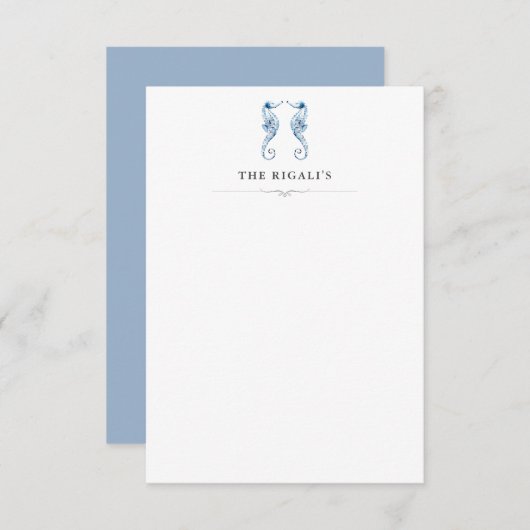 Aangepaste Waterverf Seapaarden Blue Bedankkaart (Voorkant / Achterkant)