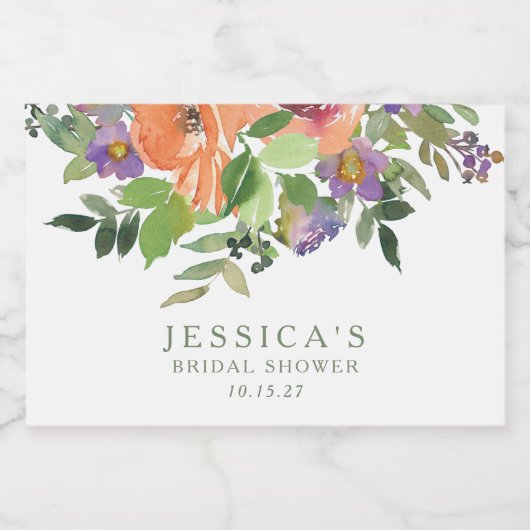 Aangepaste Waterverf Sinaasappel Bloemen Vrijgezel Sparkling Wijnetiket (Enkel label)