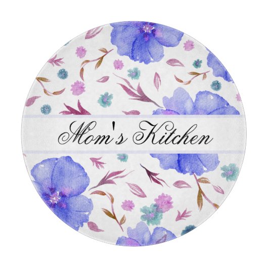 Aangepaste Waterverf Snijplank – Bloemengeschenk (Voorkant)