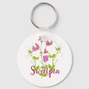 Aangepaste Waterverf snoepgoed, tuinbloem Sleutelhanger