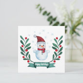 Aangepaste Waterverf Snowman-kerstKaart (Staand voorkant)
