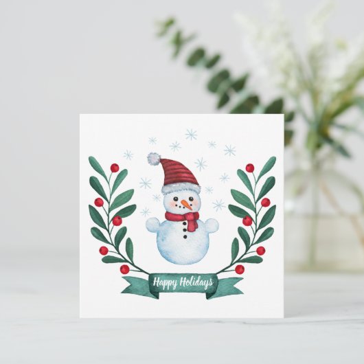 Aangepaste Waterverf Snowman-kerstKaart (Staand voorkant)