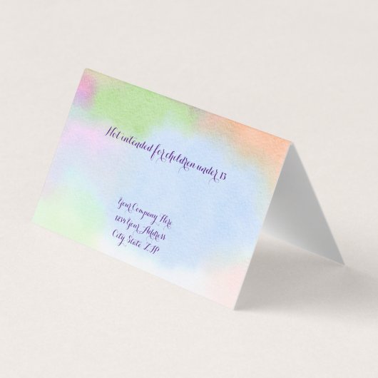 Aangepaste Waterverf standaard na ontvangst van sc Visitekaartje (Achterkant)