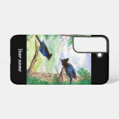 Aangepaste waterverf Stellar Jay Vogels Bosbomen  Samsung Galaxy Hoesje (Achterkant horizontaal)