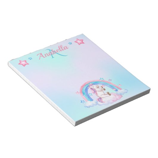 Aangepaste Waterverf sterren en Unicorn Notitieblok (Schuin)