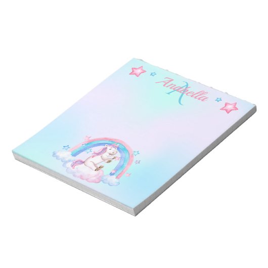 Aangepaste Waterverf sterren en Unicorn Notitieblok (Linkerzijde)