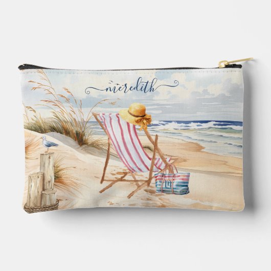 Aangepaste Waterverf Strand Scène Mongoram Naam Etui (Achterkant)