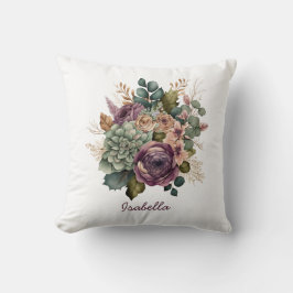 Aangepaste Waterverf Succulent Mauve Floral Kussen