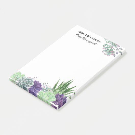 Aangepaste Waterverf Succulent Plant Post-it® Notes (Schuin)