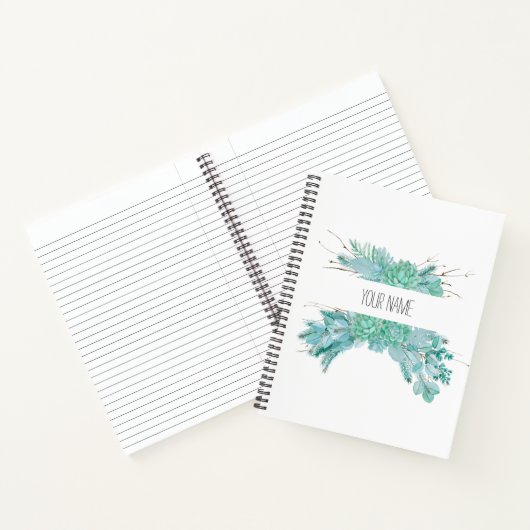 Aangepaste Waterverf Succulents Notitieboek (Binnen)