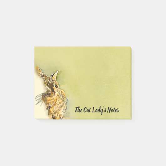Aangepaste Waterverf Tabby Cat Pink Heart Nose Post-it® Notes (Voorkant)