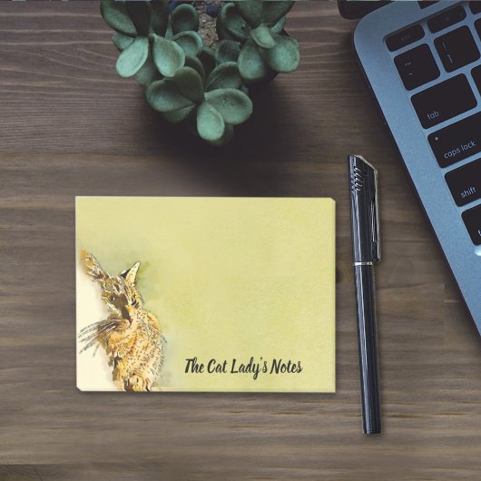 Aangepaste Waterverf Tabby Cat Pink Heart Nose Post-it® Notes