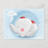 Aangepaste Waterverf Teacup Elephant Briefkaart (Voorkant)