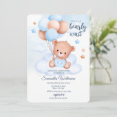 Aangepaste waterverf teddybeer jongens baby shower (Staand voorkant)