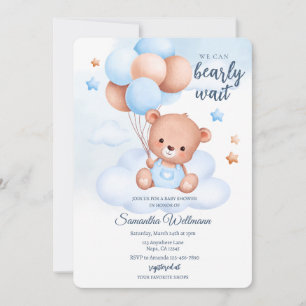 Aangepaste waterverf teddybeer jongens baby shower